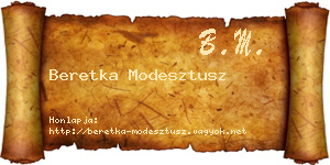 Beretka Modesztusz névjegykártya